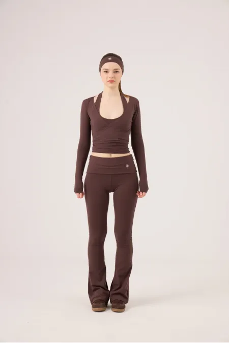 Ellen Flare Leggings with Waistband, Brown