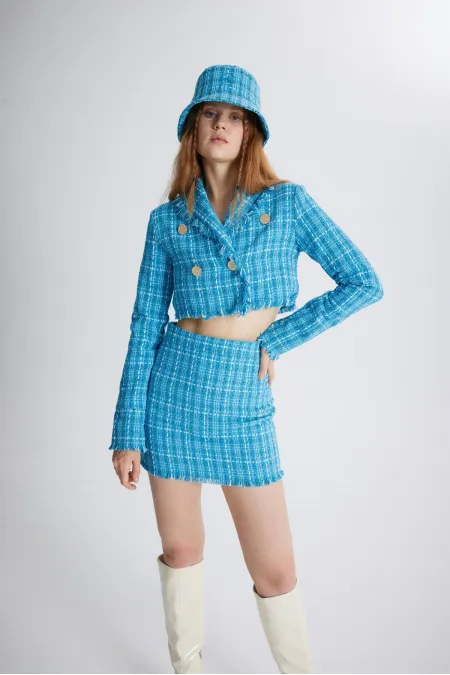 Veste en tweed bleue