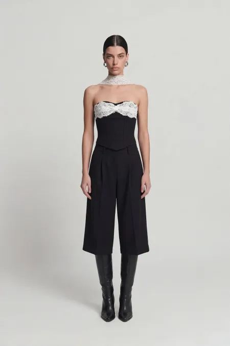 Lace Shawl Detail Corset Tayla Bustier Black