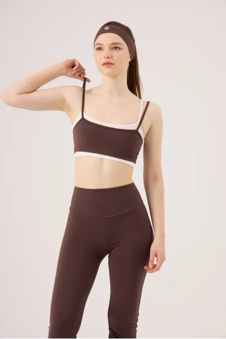 Double-Layer Strappy Fabiola Bustier in Coffee Brown