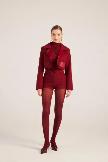 Veste blazer courte Camila rouge bordeaux