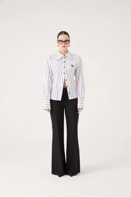 Spanish Style High Waist Calista Trousers Black