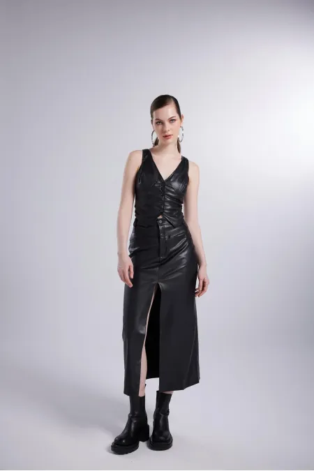 Hera Deri Etek Siyah