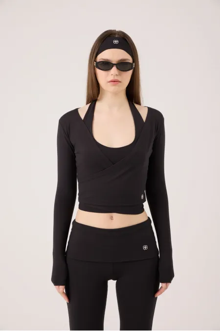 Ellen Bolero with Tie-Up Crop Cut, Black
