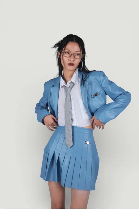 College Deri Ceket Mavi