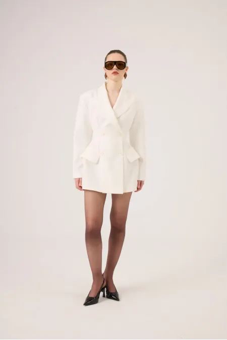 Belden Oturmalı Galina Blazer Ceket Ekru