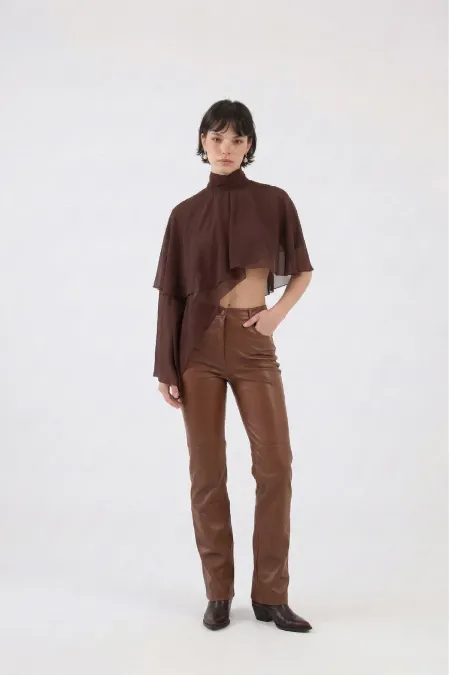 Dolores Leather Pants Brown