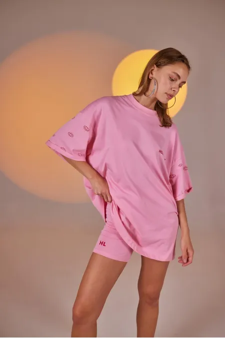 T-shirt à œil, combinaison de motard rose