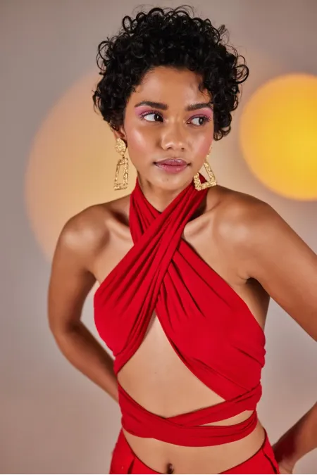 Haut cache-cœur rouge