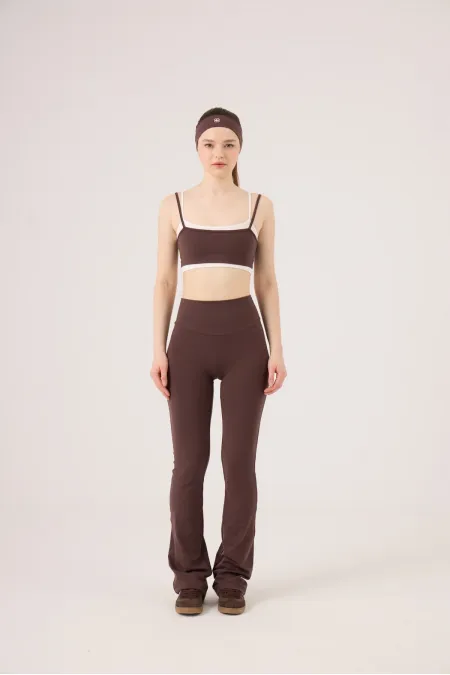 High Waist Flare Fabiola Leggings Pants Brown