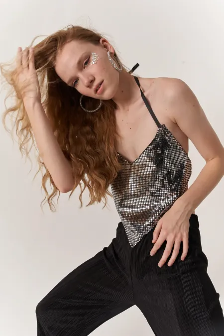 Glammy Triangle Crop Gray