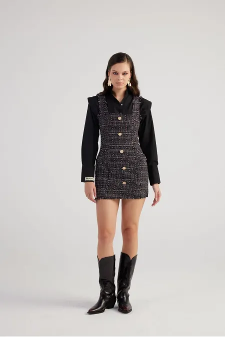 Tweed Elbise Siyah
