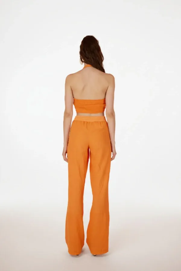Pantalon taille haute orange