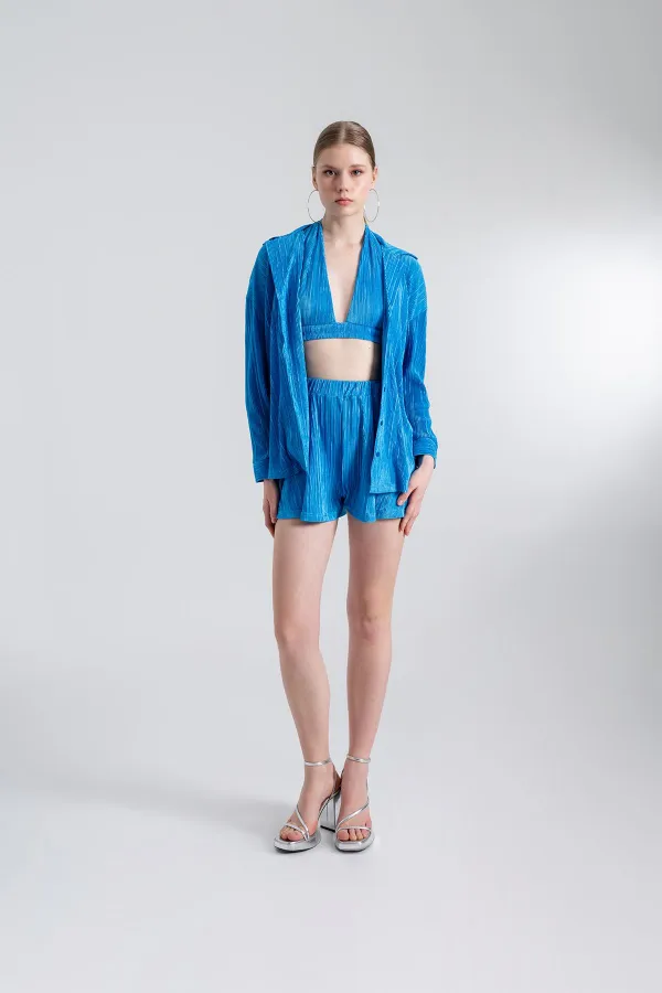 Chemise bleue oversize confortable
