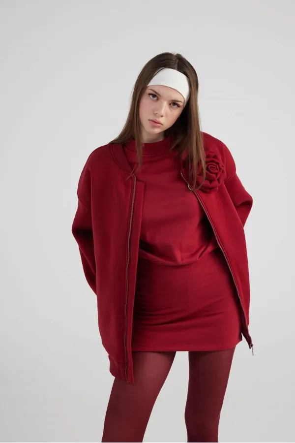 Alexa Bomber Jacket Burgundy