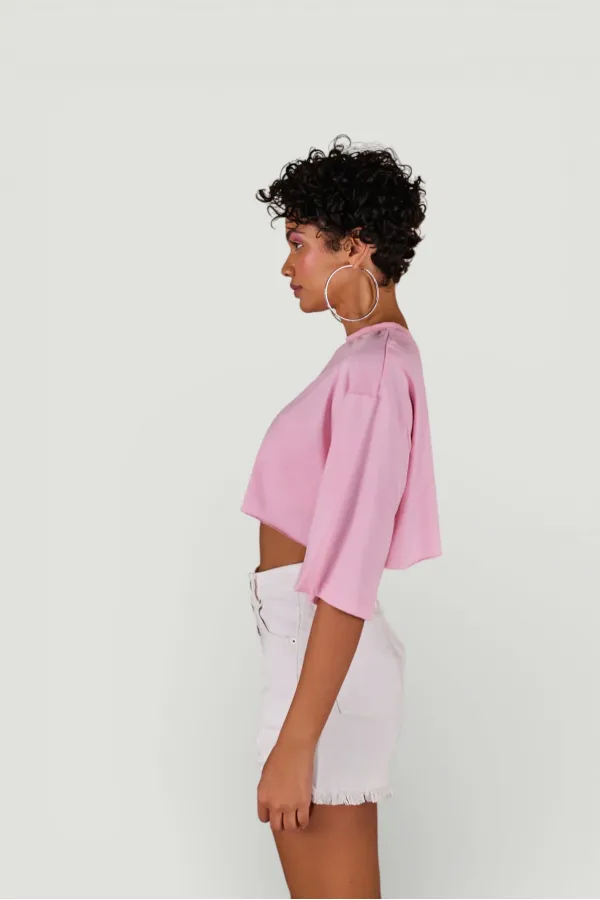 Holly Crop Tshirt Pembe