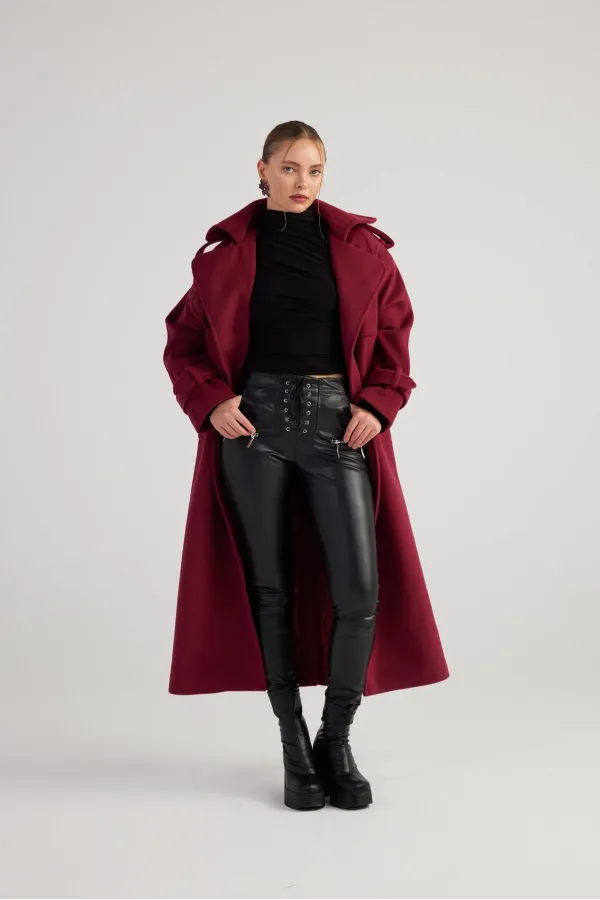 Pantalon en cuir noir Gina