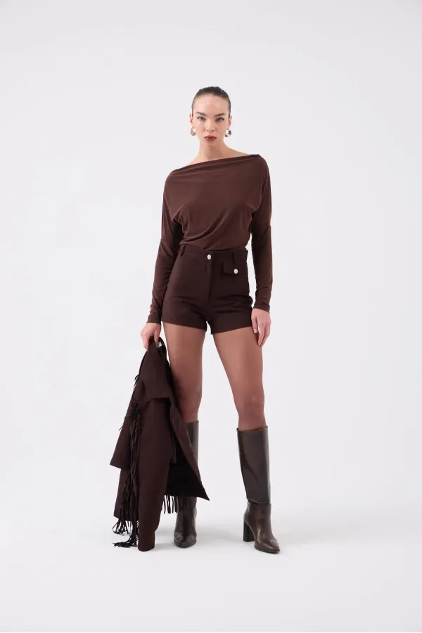 Valeri Suede Shorts Brown