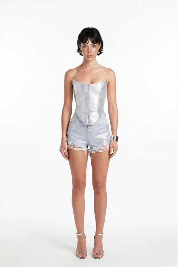 Bustier bleu brillant