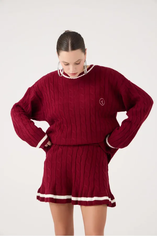 Jupe Harold en maille bordeaux