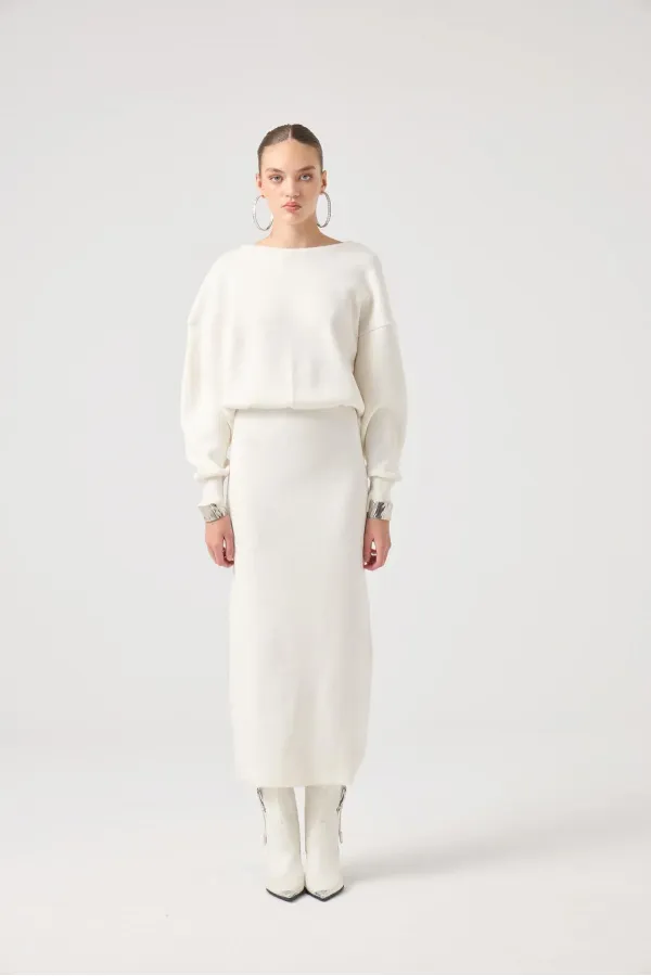 Jacey Knit Dress White