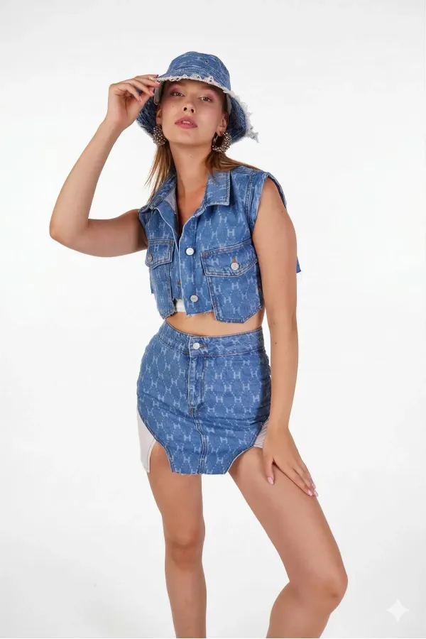 Bob bleu à imprimé H