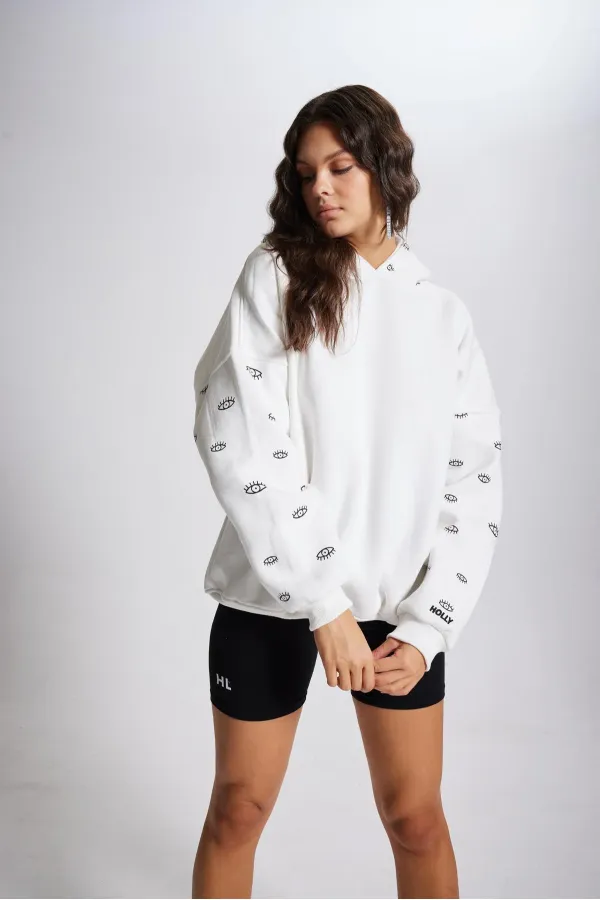 Sweat-shirt blanc à œil