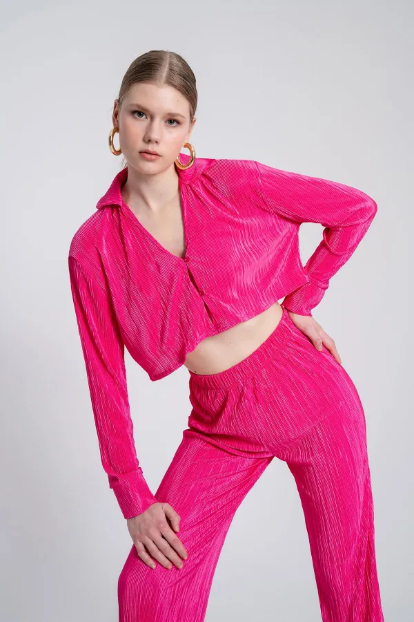 Comfy Crop Gömlek Pembe