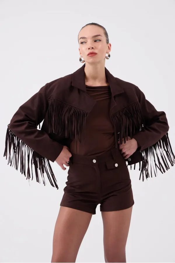 Valeri Suede Shorts Brown