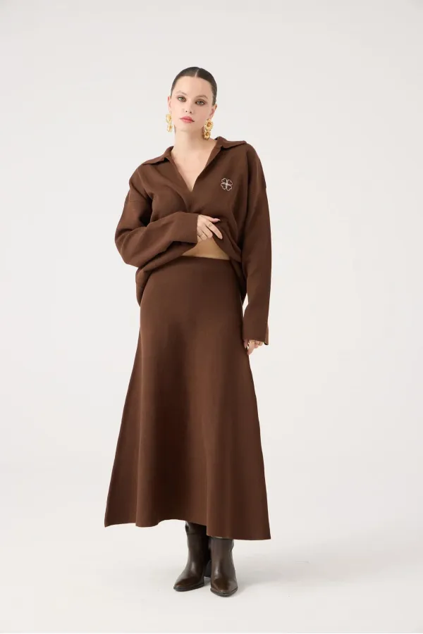Zoi Knit Skirt Brown