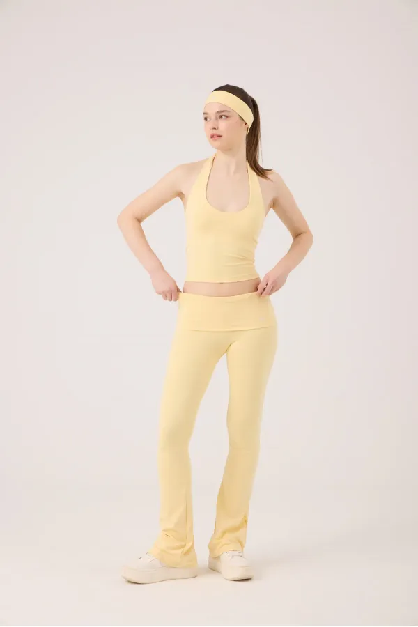 Flare Ellen Leggings with Waistband, Yellow
