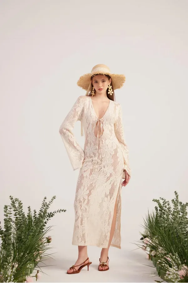 Robe en maille beige Zeya
