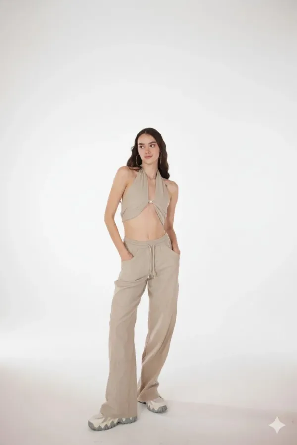 Rise Pants Beige