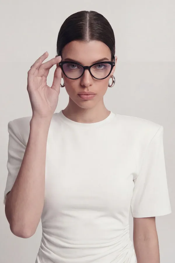 Demie T-shirt with Gathered Detail and Padded Shoulders, White Demie T-shirt with Gathered Detail and Padded Shoulders, White