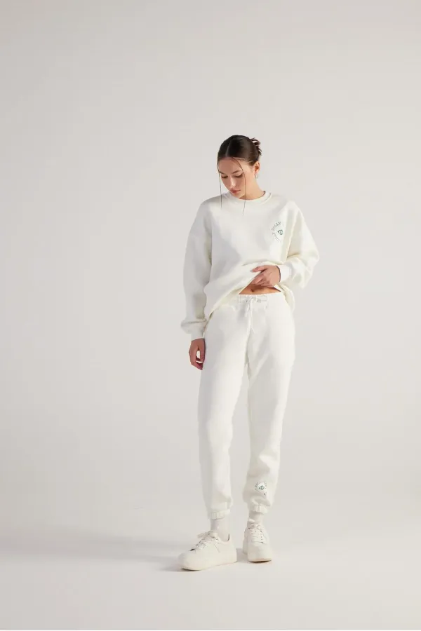 Pantalon de survêtement fin écru