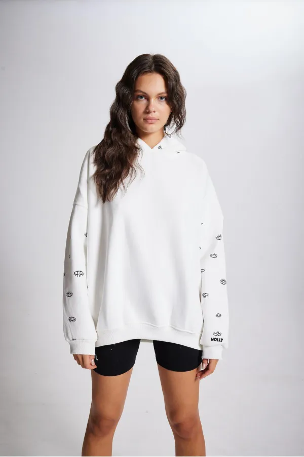Sweat-shirt blanc à œil
