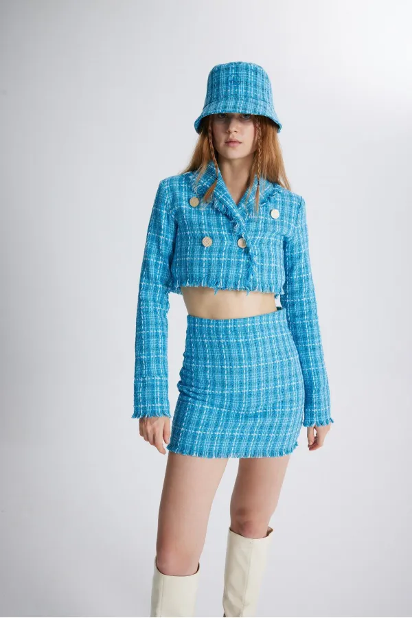 Veste en tweed bleue