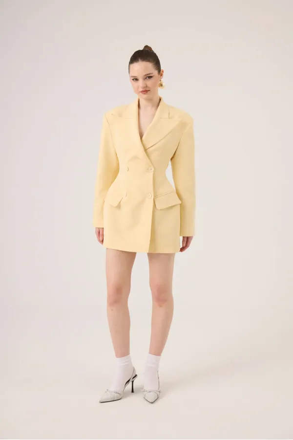 Belden Oturmalı Galina Blazer Ceket Sarı