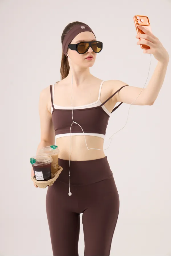 Double-Layer Strappy Fabiola Bustier in Coffee Brown