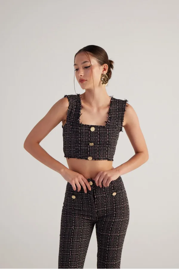 Bustier en tweed noir