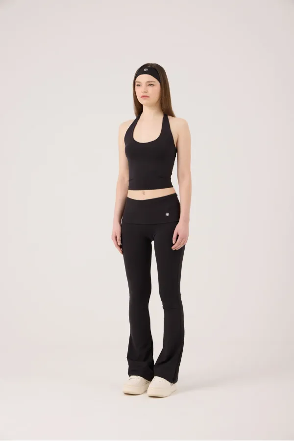 Ellen Flare Leggings with Waistband, Black