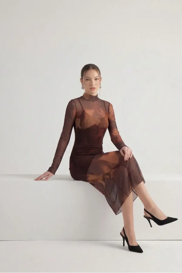 Kamille Elbise Kahve