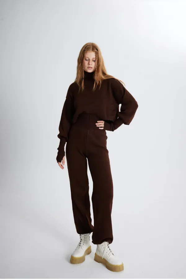 Ensemble deux pièces en maille Thinky, marron
