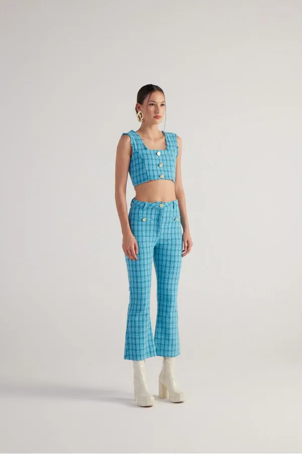Pantalon en tweed bleu