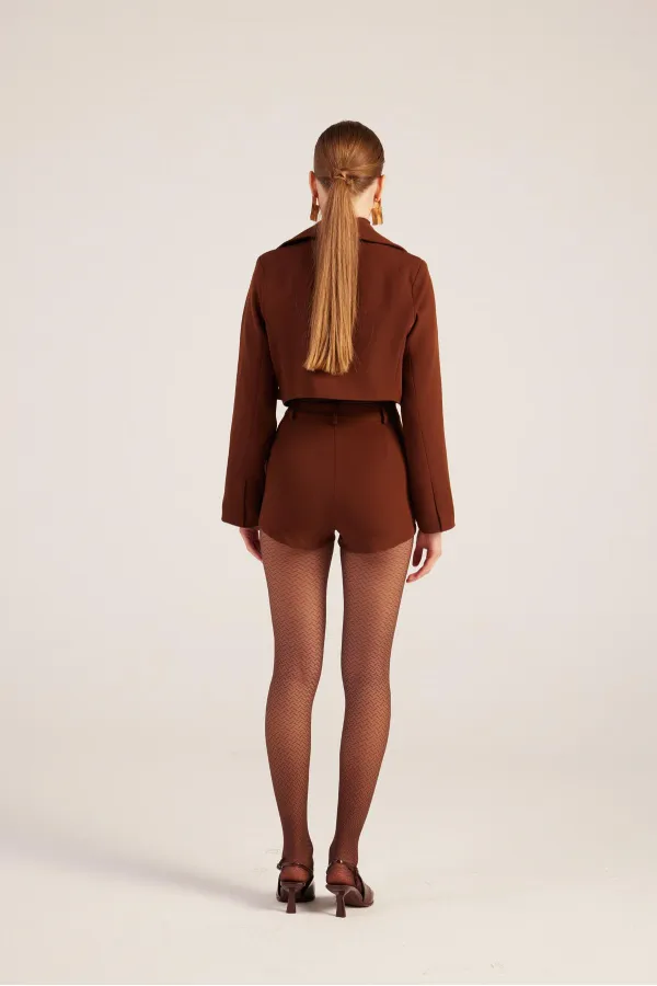 Veste blazer courte Camila marron