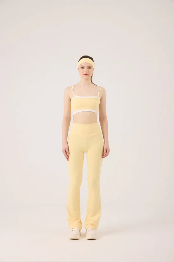 Fabiola Double-Layer Strappy Bustier, Yellow