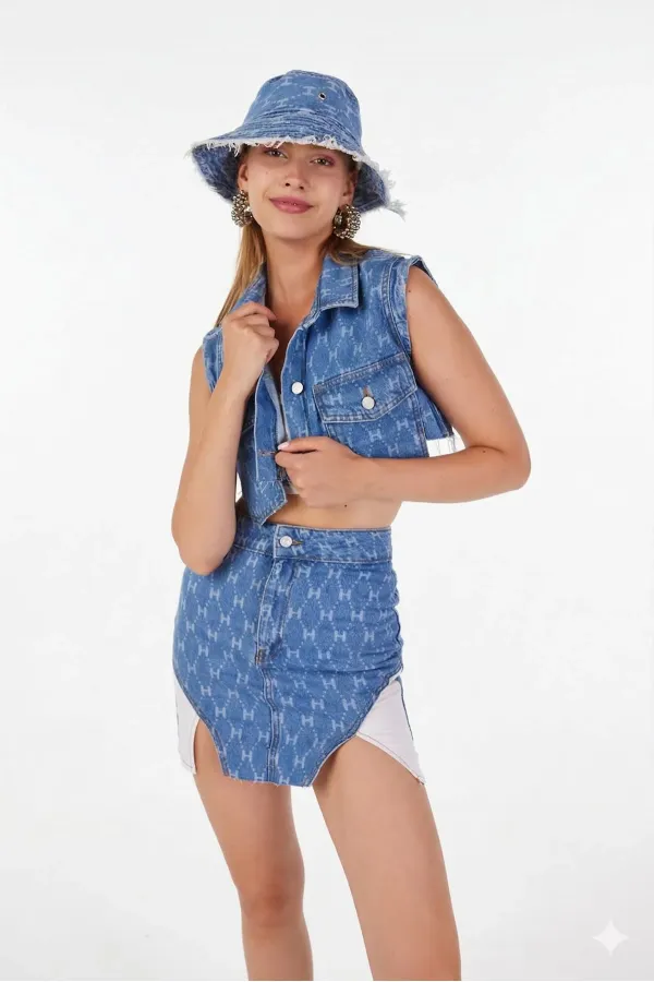 Bob bleu à imprimé H