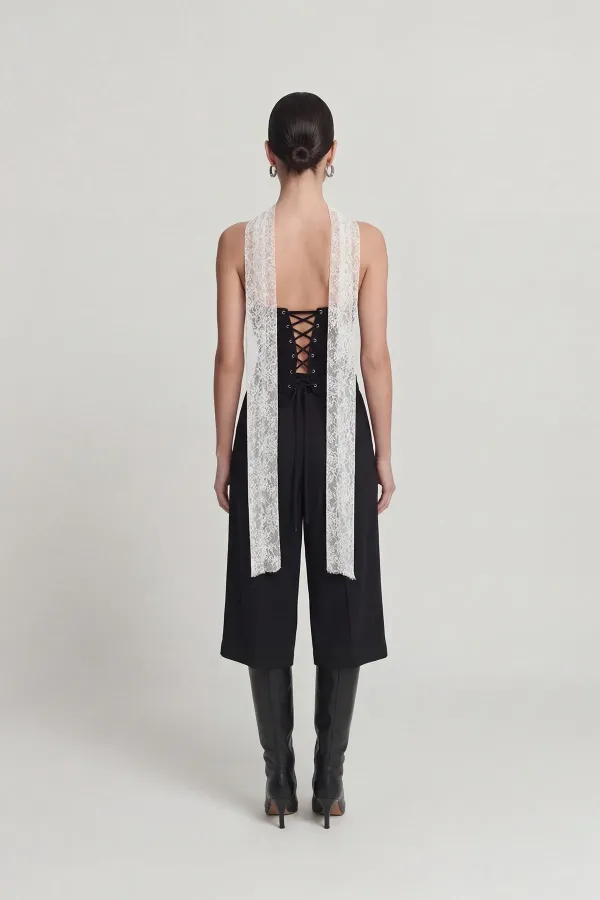 Lace Shawl Detail Corset Tayla Bustier Black