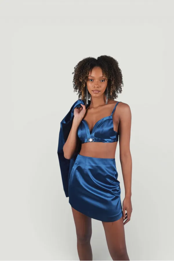 Bustier fantaisie bleu marine