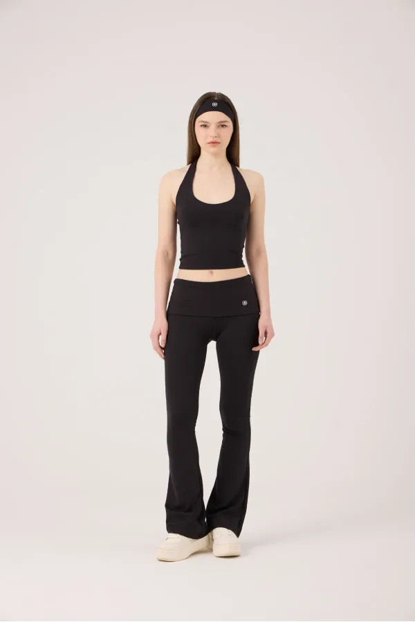 Ellen Flare Leggings with Waistband, Black